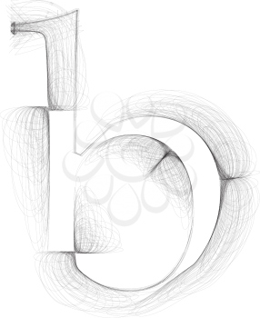 Hand draw font. LETTER b. Vector illustration