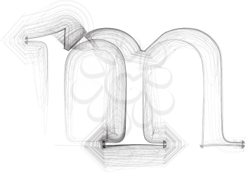 Hand draw font. LETTER m. Vector illustration
