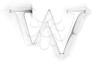Hand draw font. LETTER w. Vector illustration