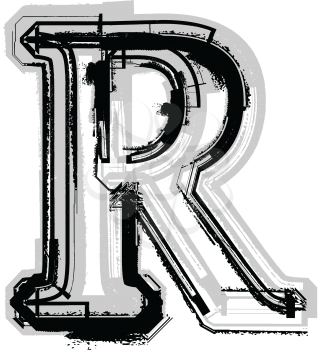 Grunge font. Letter R