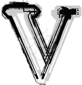 Grunge font. Letter V