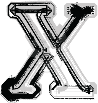 Grunge font. Letter X