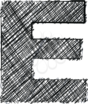 Hand draw font. LETTER E. Vector illustration