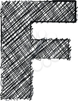 Hand draw font. LETTER F. Vector illustration