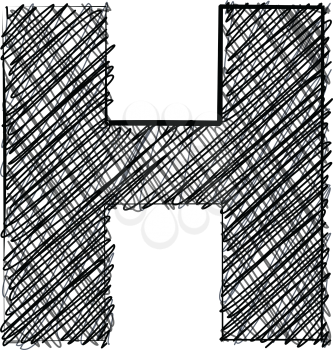 Hand draw font. LETTER H. Vector illustration