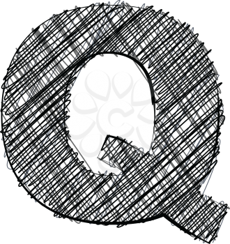 Hand draw font. LETTER Q. Vector illustration