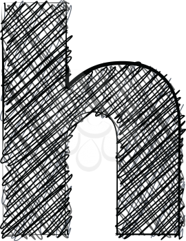 Hand draw font. LETTER h. Vector illustration