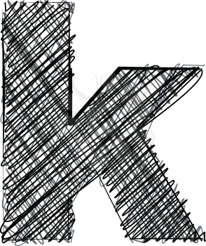 Hand draw font. LETTER k. Vector illustration
