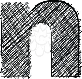 Hand draw font. LETTER n. Vector illustration