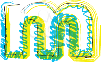 Hand drawn font. LETTER m. Vector illustration