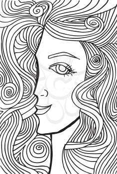Abstract sketch of woman face. Vector illustration.