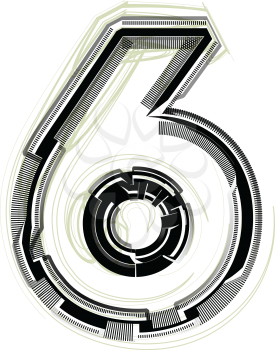 technological font. Number 6