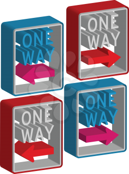 3d one way sign, Vector illustration