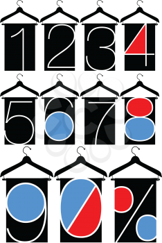 clothes with numbers, hanger illustration