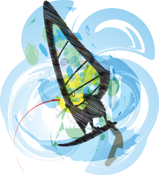 Windsurfing. Vector illustration