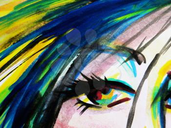 Abstract watercolor closeup of beautiful woman eyes