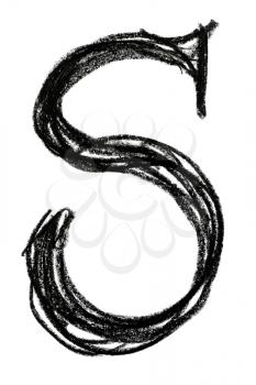 Handwritten sketch black Letter S on white background