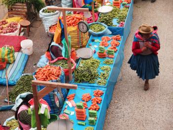 Women in the market in Urubamba in the Sacred Valley near Machu Picchu, Cusco Region, Peru