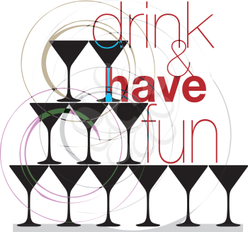 Drink & have fun. Vector illustration