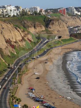 Shot of the Green Coast beach in Lima-Peru