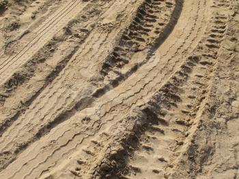 Car tracks in the sand