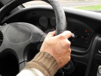 Hands of driver