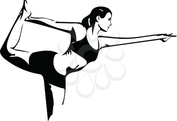 Woman practicing yoga, abstract sketch illustration