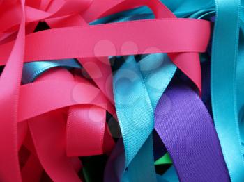 Colorful ribbons over white background, design element.