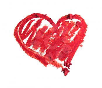 smashed red heart shape isolated on white background