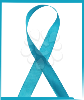 Prostate cancer ribbon awareness. Disease symbol. Light blue ribbon and Silhouette Light blue ribbon isolated on white background. Vector illustration