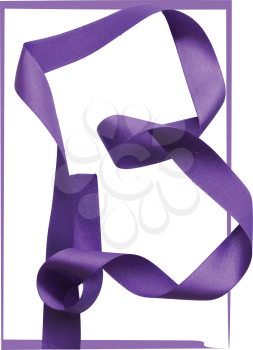 Purple ribbon over white background, design element. Vector illustration