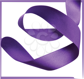Purple ribbon over white background, design element. Vector illustration