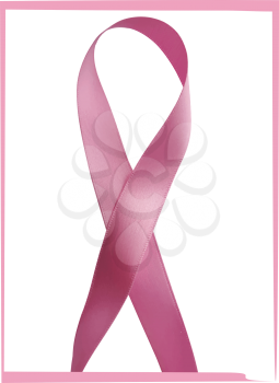 Pink ribbon against cancer isolated on white background. Vector illustration