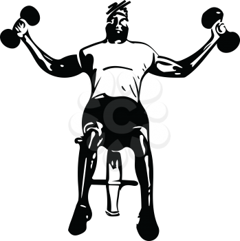 man with barbell doing squats in gym vector illustration