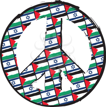 ISRAEL and PALESTINE flags or banner PEACE & LOVE SYMBOL vector illustration