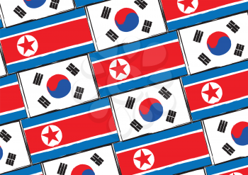 SOUTH and NORTH KOREA flags or banner vector illustration