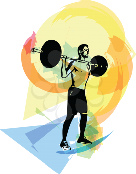 weightlift workout at the gym with barbell vector illustration