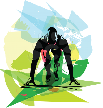 man ready to run on the track vector illustration
