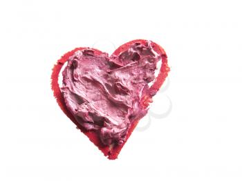 smashed red and pink heart shape isolated on white background