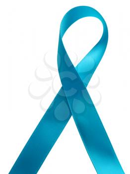 Prostate cancer ribbon awareness. Disease symbol. Light blue ribbon and Silhouette Light blue ribbon isolated on white background. Clipping Path included