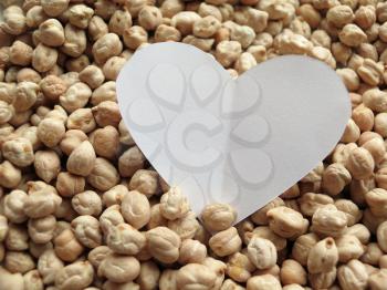White Heart shape on pattern of chickpeas. healthy food