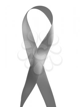 Grey ribbon awareness isolated on white background. Clipping Path included