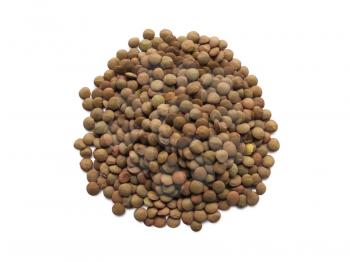 Heap of raw lentils Isolated on White Background