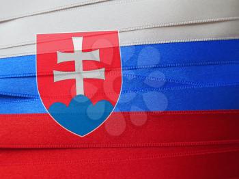 Slovakia flag or banner made with red, blue and white ribbons