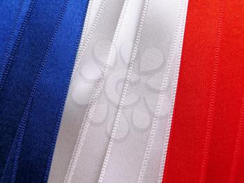 France flag or banner made with red, blue and white ribbons