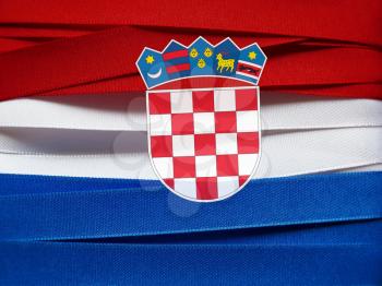 Croatia flag or banner made with red, blue and white ribbons