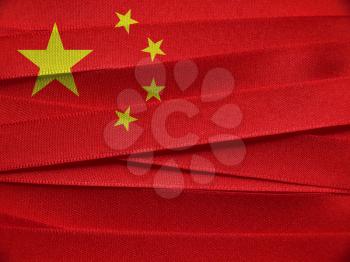 China flag or banner made with red and yellow ribbons