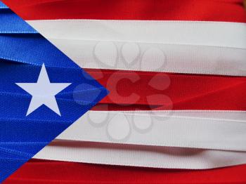 Puerto Rico flag or banner made with red, blue and white ribbons