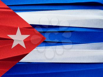 Cuba flag or banner made with red, blue and white ribbons