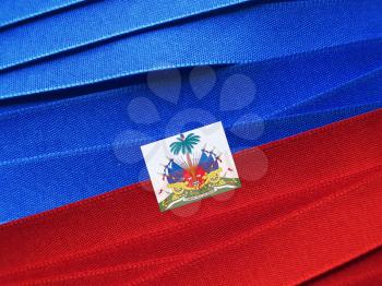 Haiti flag or banner made with red and blue ribbons